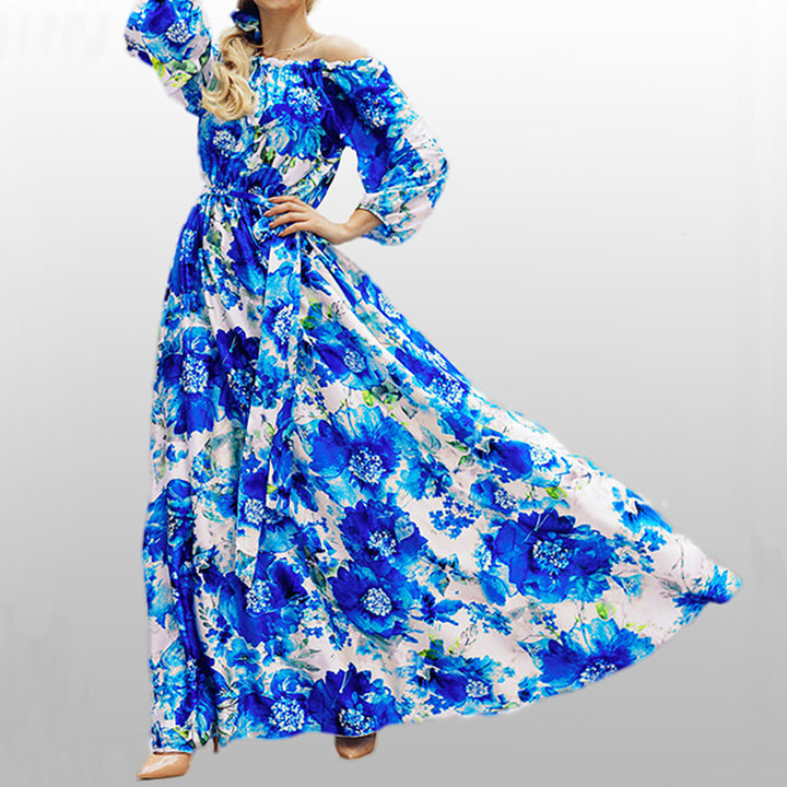 Dame Elegant maxikjole med off-shoulder udskæring og blomstermønster Stilla