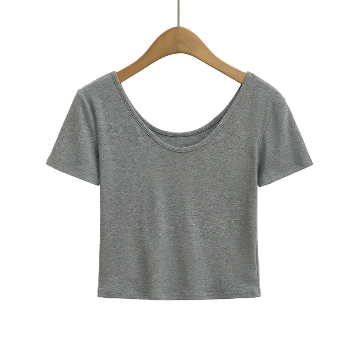Dame Kortærmet Crop-Top med dyb rygudskæring og komfortabelt stof Stilla