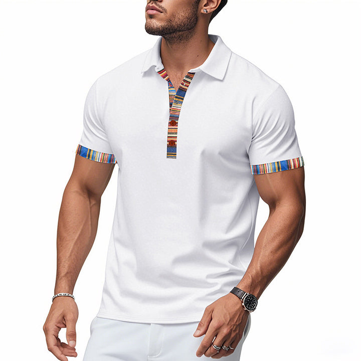Herre polo shirt med farverig krave og ærmekant Stilla