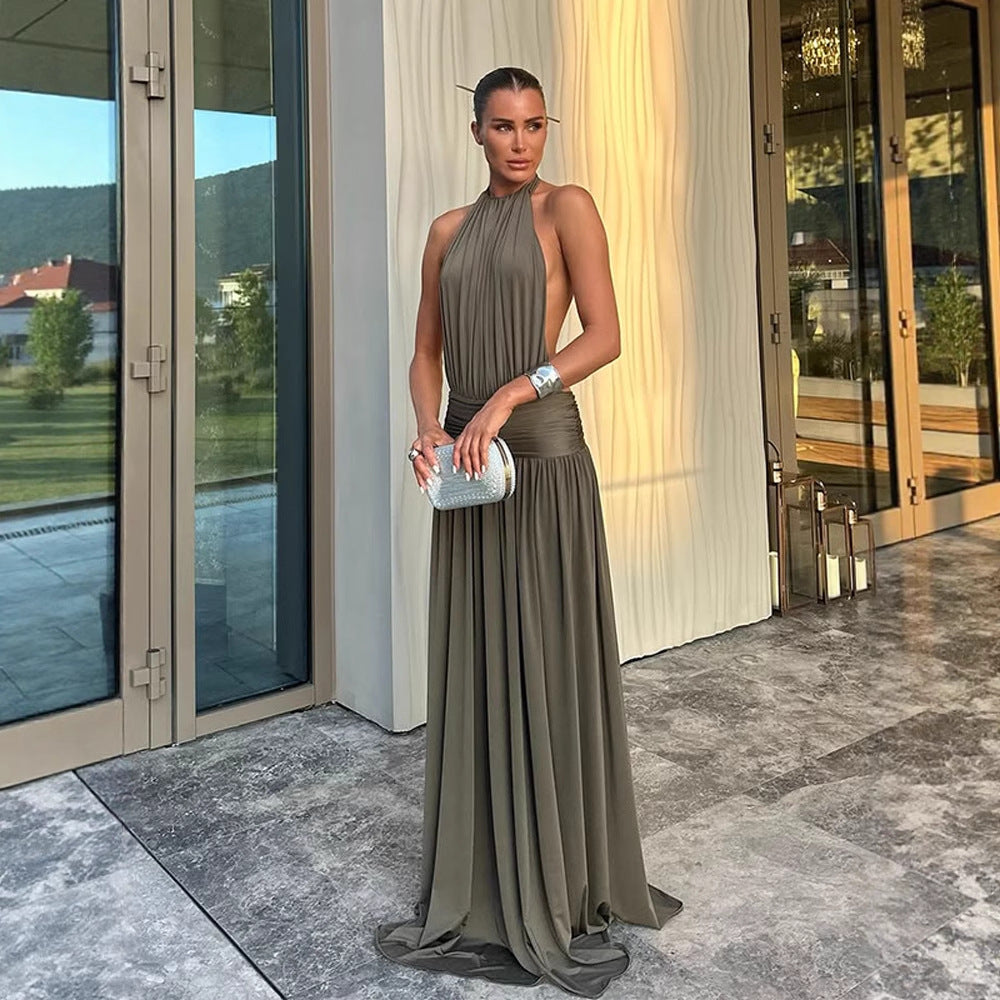Dame Maxikjole med svingende nederdel og elegant udskæring Stilla