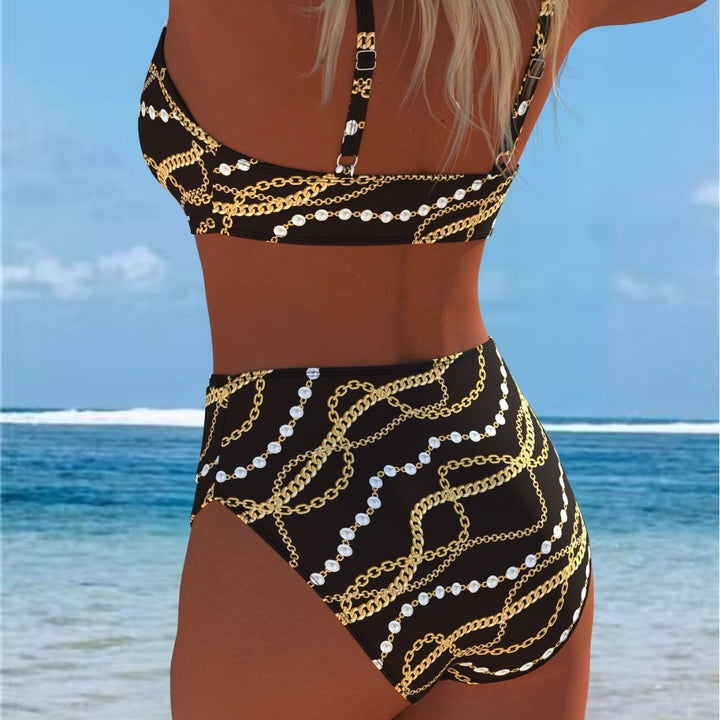 Dame Bikini-sæt med luksuriøst kæde-design og høj talje Skovae