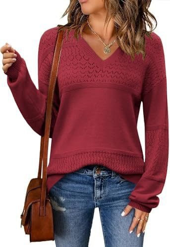 Dame strikpullover med V-hals fra Stilla