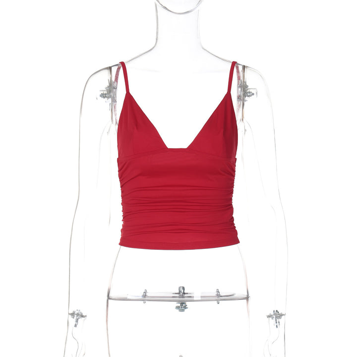 Dame figurtilpasset bodice-top med V-hals og fin indsnøring Skovae