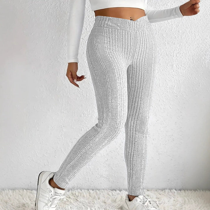 Dame fitted leggings med stilfuldt stribet mønster Stilla