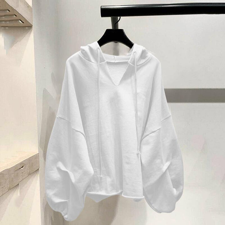 Femme Overstørrelse V-Udskæring Pullover Hoodie med brede ærmer Stilla
