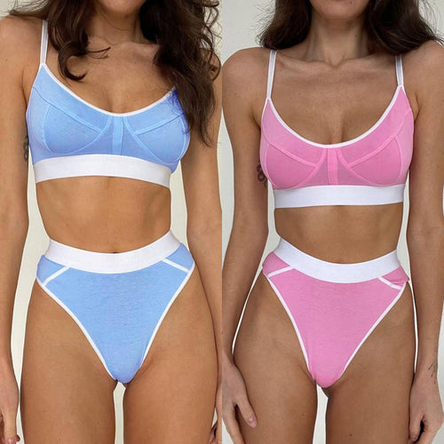 Dame Sportsligt Bikini-sæt med justerbare stropper og høj skæring Skovae