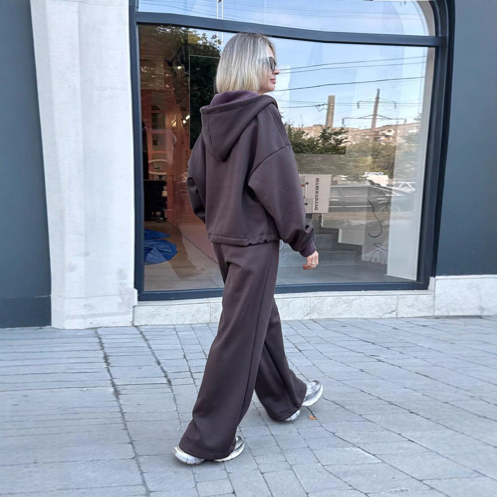 Kvinders Oversized Hoodie og Bred Bukser Sæt Skovae
