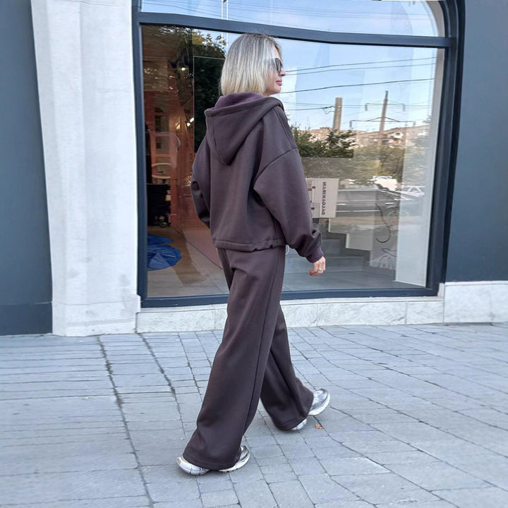 Kvinders Oversized Hoodie og Bred Bukser Sæt Skovae