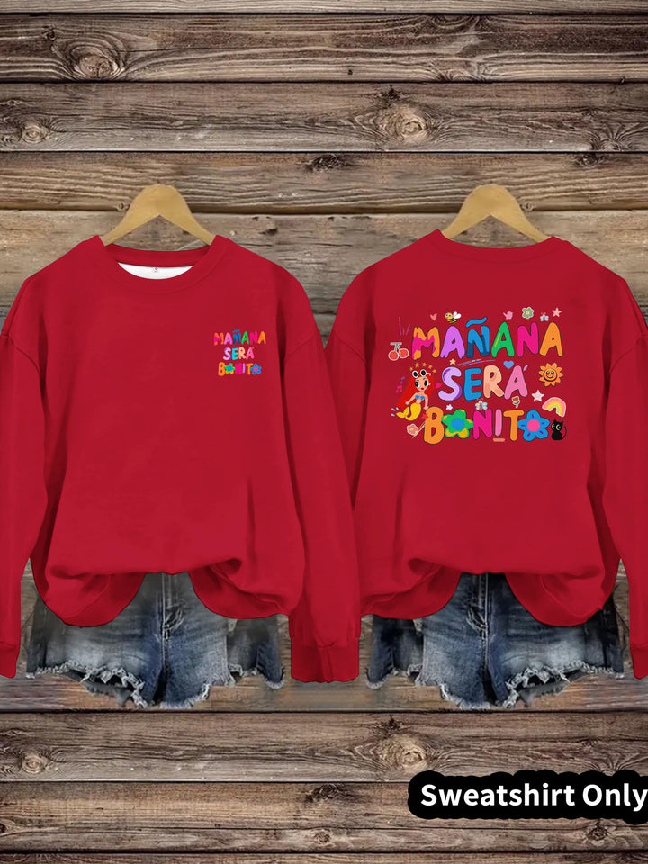 Kvinders sweatshirt med legende farverig print og afslappet pasform Stilla