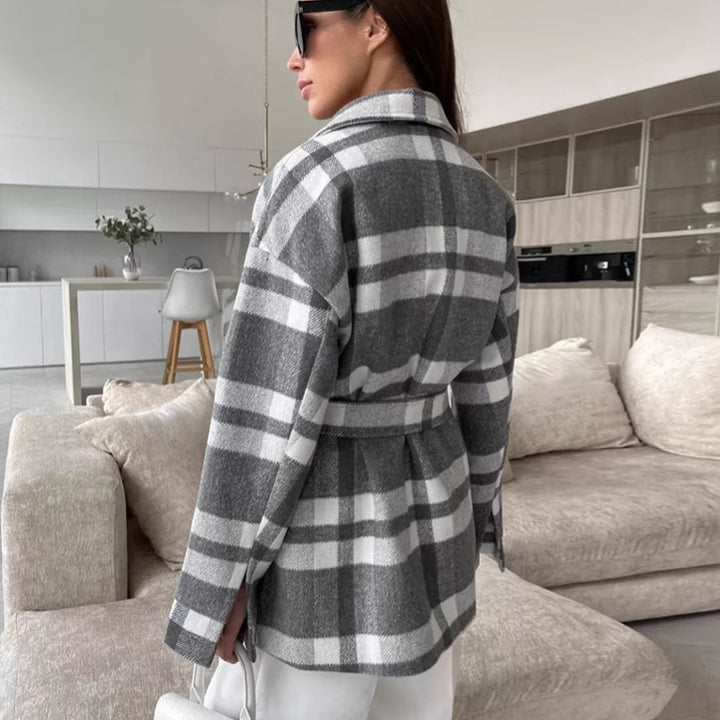 Dame ternet Overshirt med taljebælte og praktiske lommer Stilla