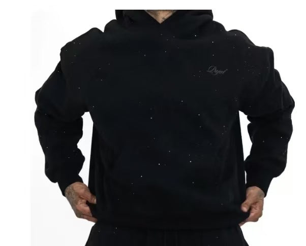 Herrer nan vidde komfortbuks med lige ben, elastisk snørrebånd, diskret logo-broderi og fin sprinkel-optik Skovae