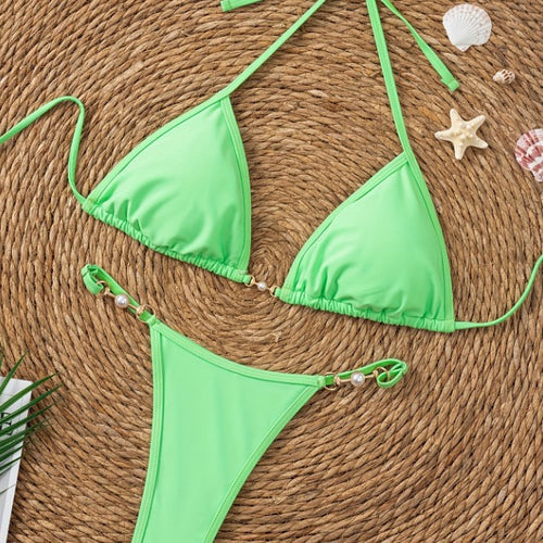 Dame Triangel-Bikini med elegante perledetaljer Skovae