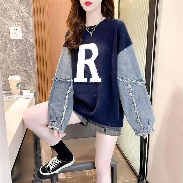 Femme Trendy Mixed Media Pullover Sweater Stilla