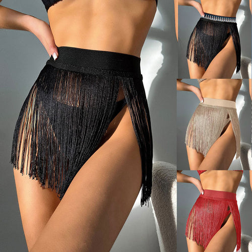 Dame bikini slip med frynser og sidelæns cut-out Skovae