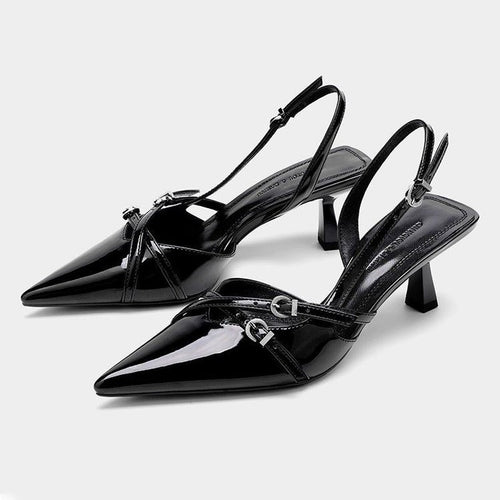 Dame Elegant Spids-Tå Slingback Pumps med Spændedetalje Stilla