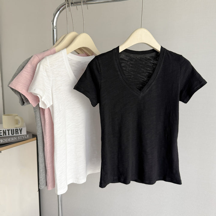 Femme Kortærmet V-Hals T-Shirt Stilla