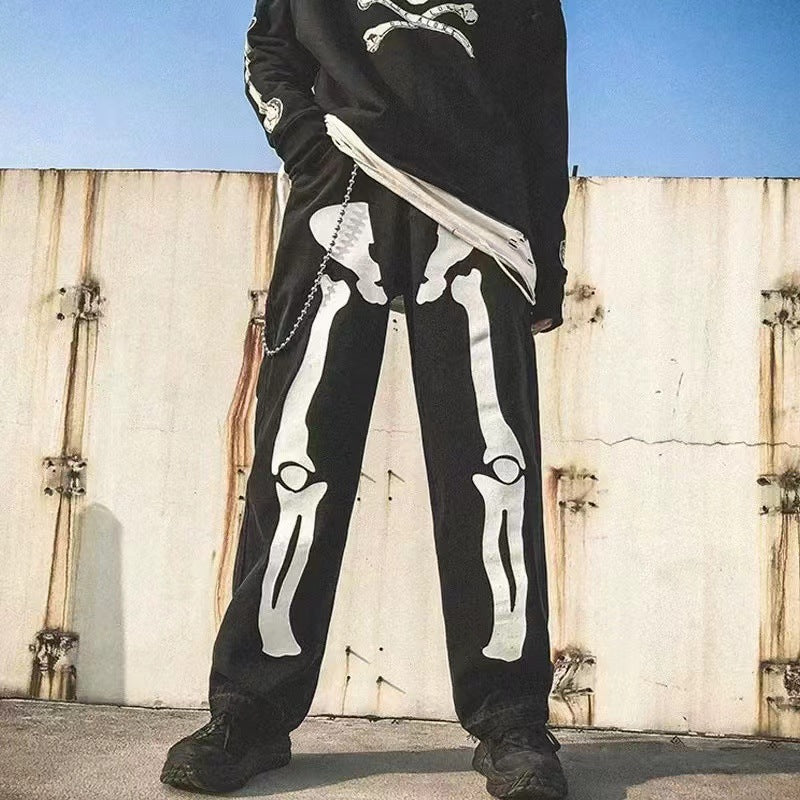 Herren Baggy-Jeans med skulpturelt skeletdesign Stilla