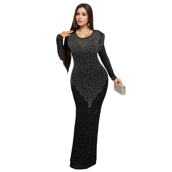 Dame Elegant Maxikjole med transparente indsatser og funklende palietter Stilla