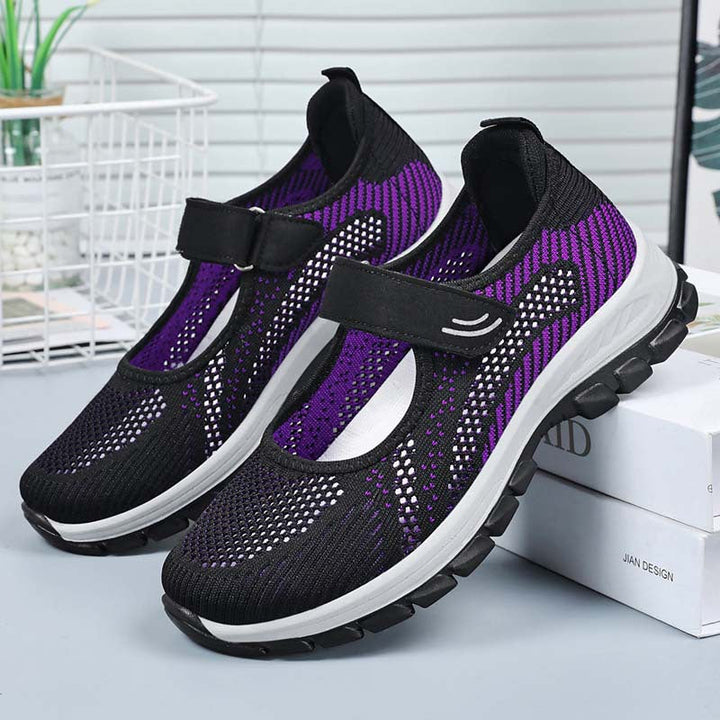 Dame Sportliche Slip-On Sneakers med Justerbar Rem og Åndbar Overfladestruktur Skovae