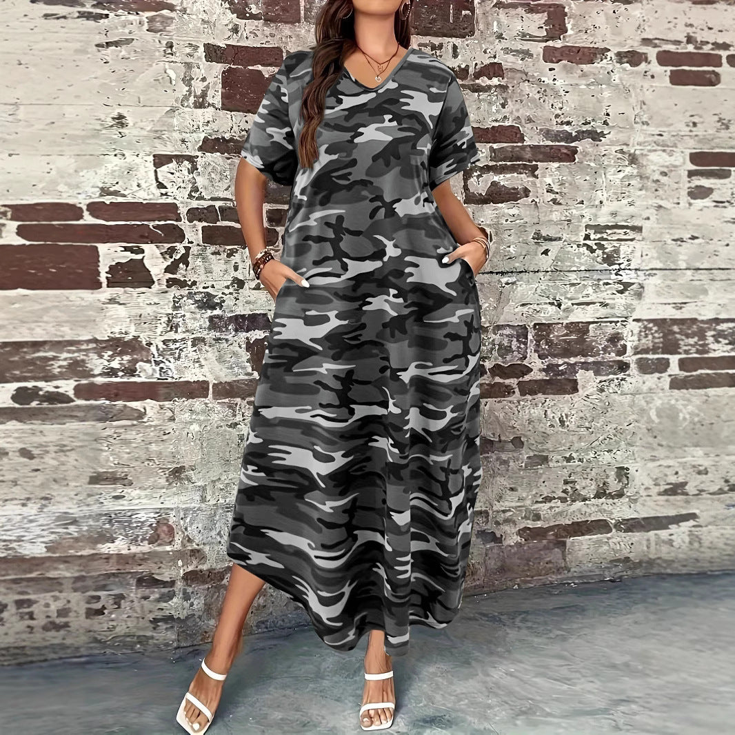 Dame Fritid Camo Print Maxi Kjole Stilla