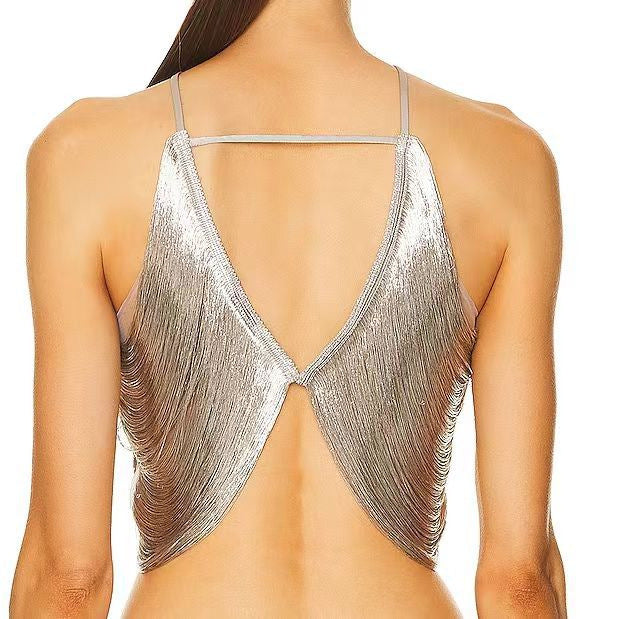 Dame Chic Aften top med spændende cut-outs og glitrende accenter Stilla