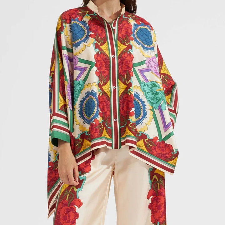 Kvindernes blomster-kaftan top med knapdetalje Stilla