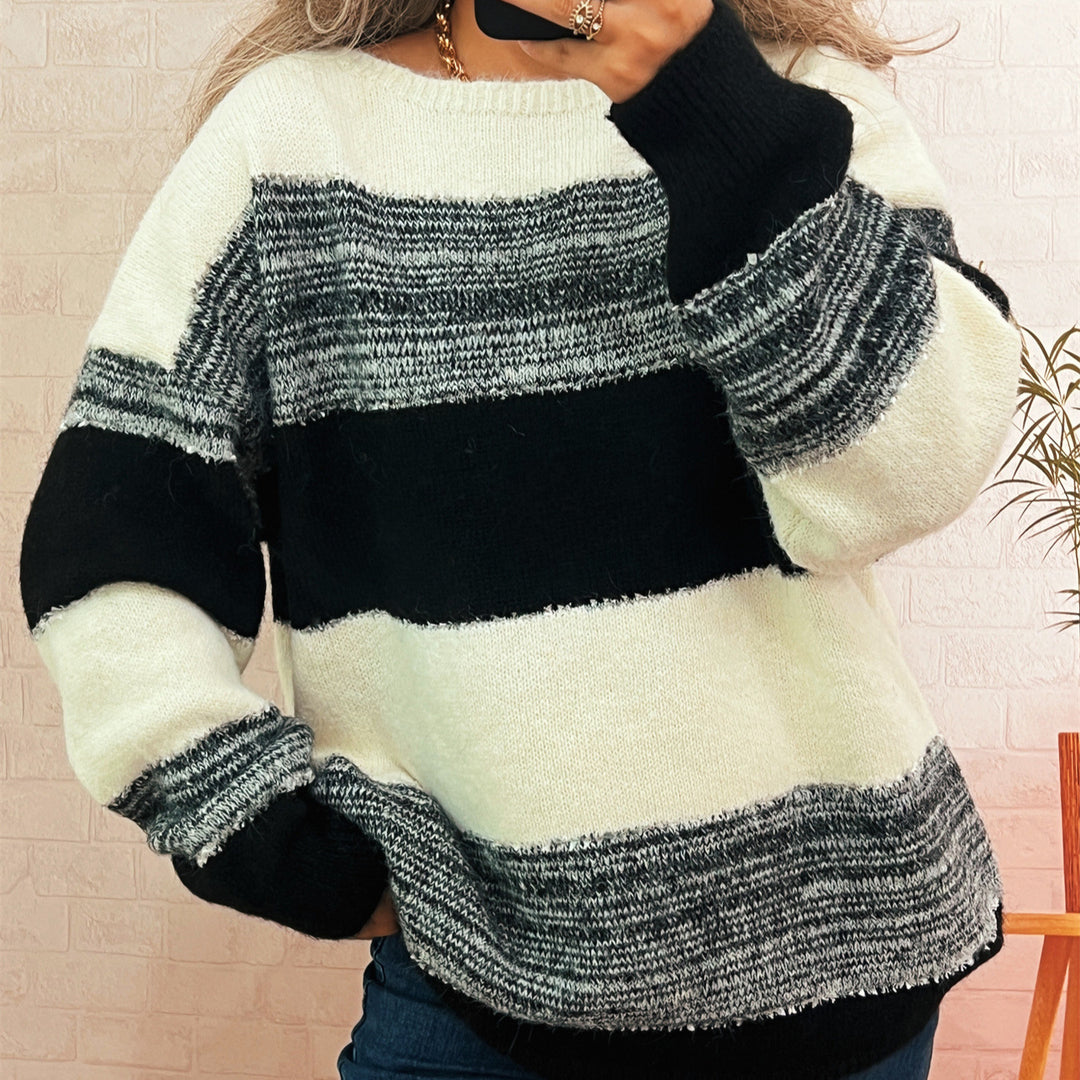Kvinders hyggelige oversized sweater med trendy stribemønster og afslappet snit Stilla