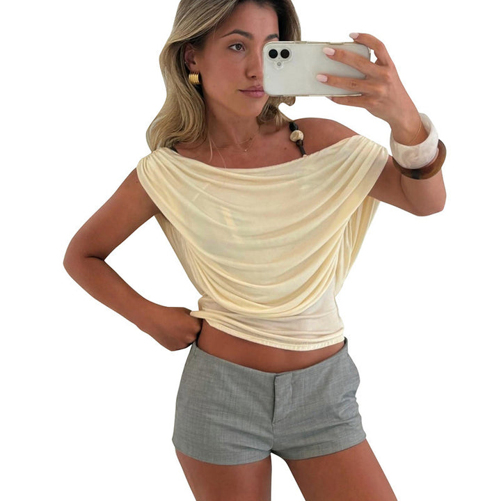 Dame elegant løs top med drapering Skovae