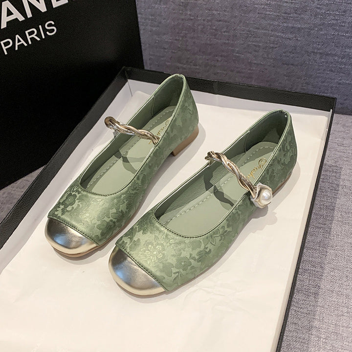 Dame Elegante Floral Mønstret Mary Jane Ballerinas med Dekorativ Rem Stilla