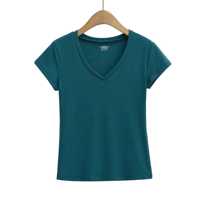 Dame V-hals T-shirt lavet af åndbart strækstof Stilla