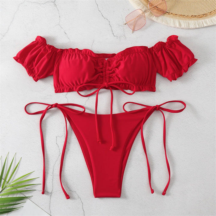 Dame bikini-sæt med flæser og justerbare stropper Stilla