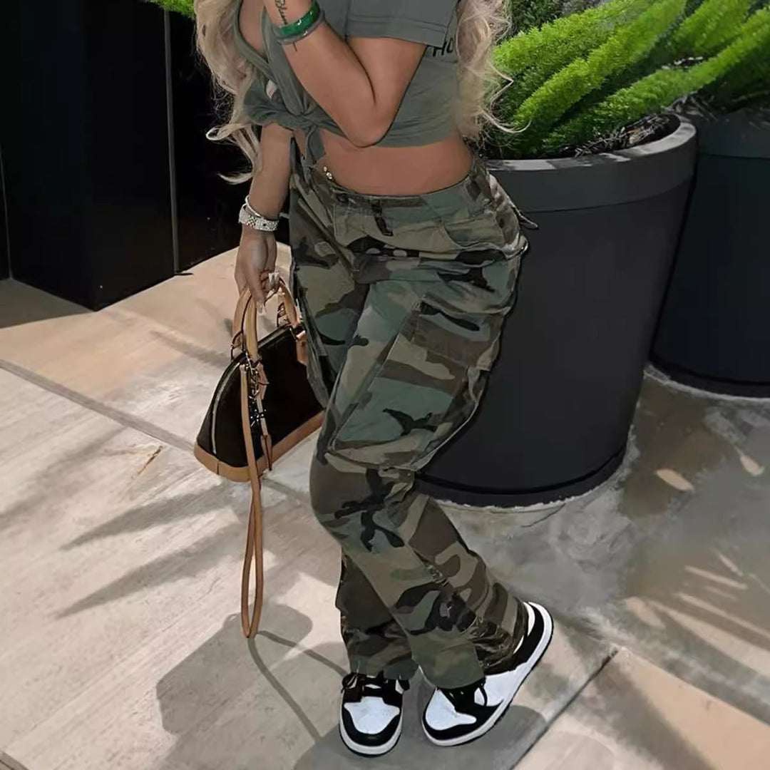Dame Camouflage Utility Cargo-Bukser Stilla