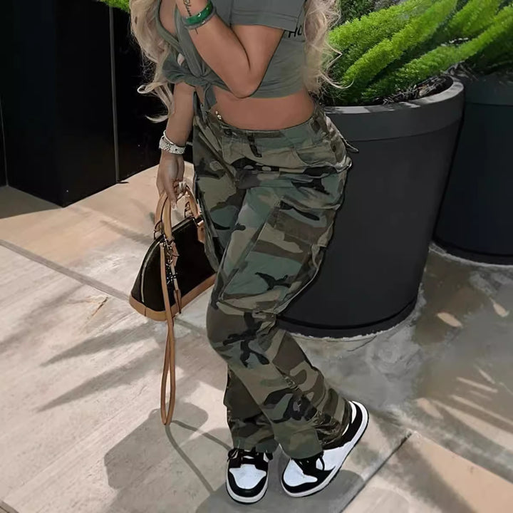 Dame Camouflage Utility Cargo-Bukser Stilla