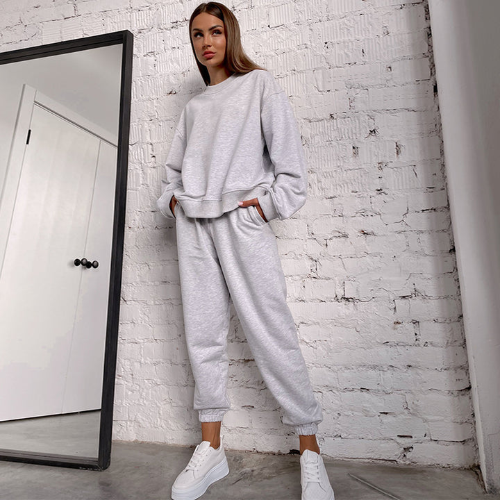 Dame afslappet Sweatpants-sæt med høj talje og brede ærmer Stilla