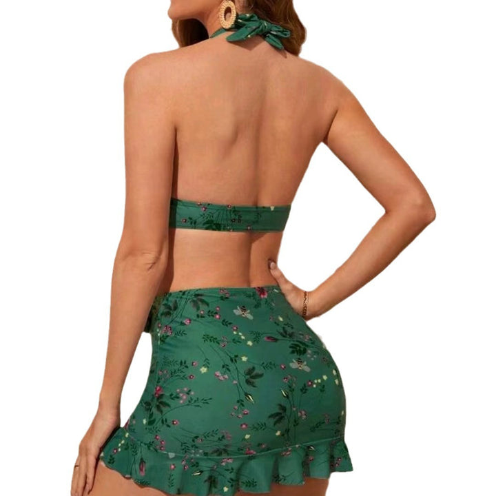 Dame Floral Print Bikini-sæt med indpakningsskørt Skovae