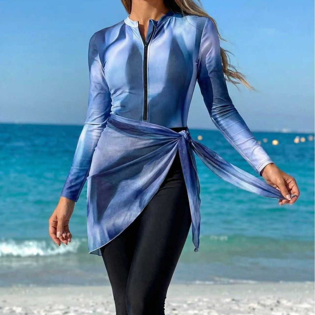 Dame moderner Rashguard med asymmetrisk indpakningsdesign Skovae