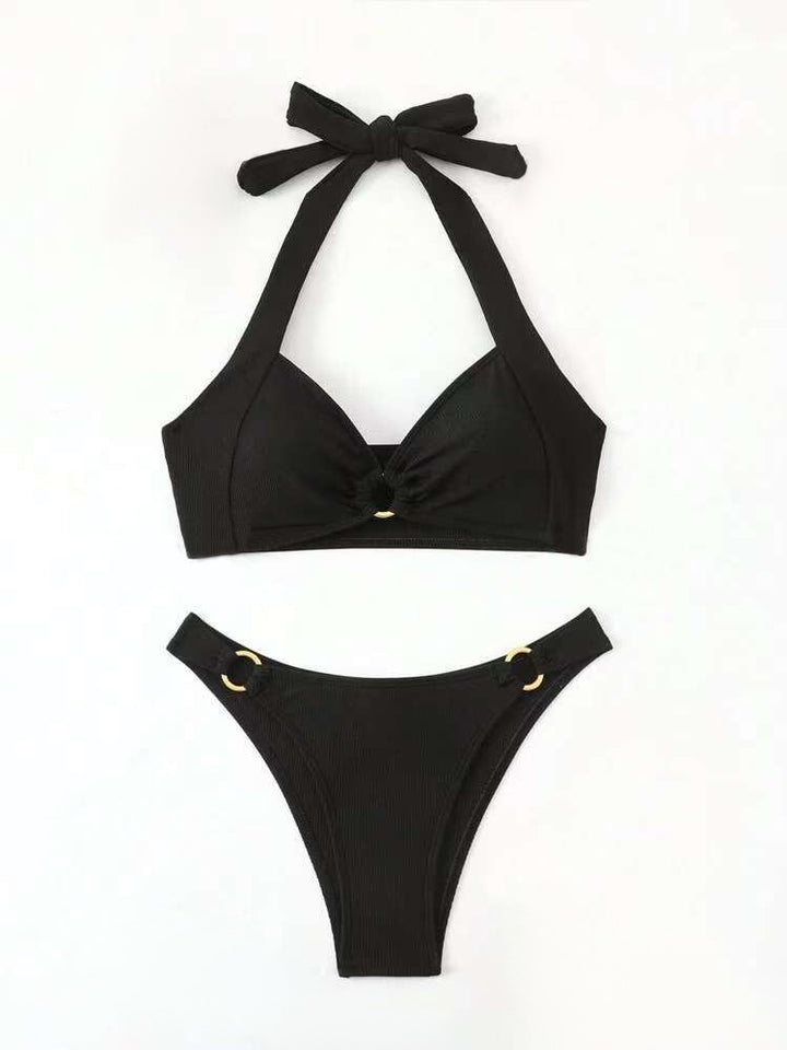 Dame Halter Tie-Front Bikini Sæt Stilla