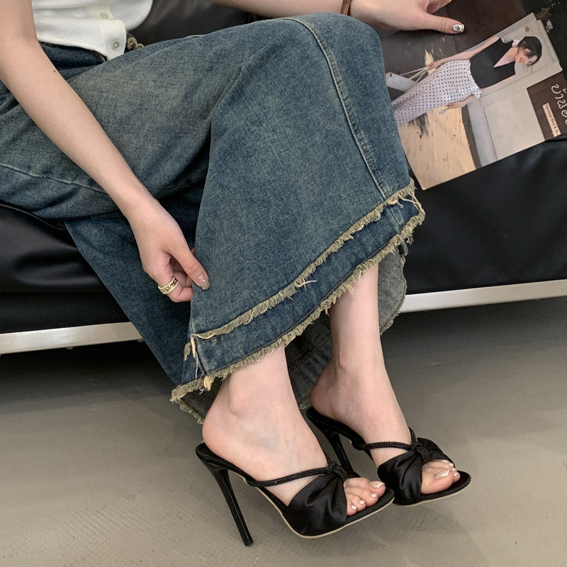 Dame elegante mules med lav hæl og moderne knude-design Stilla