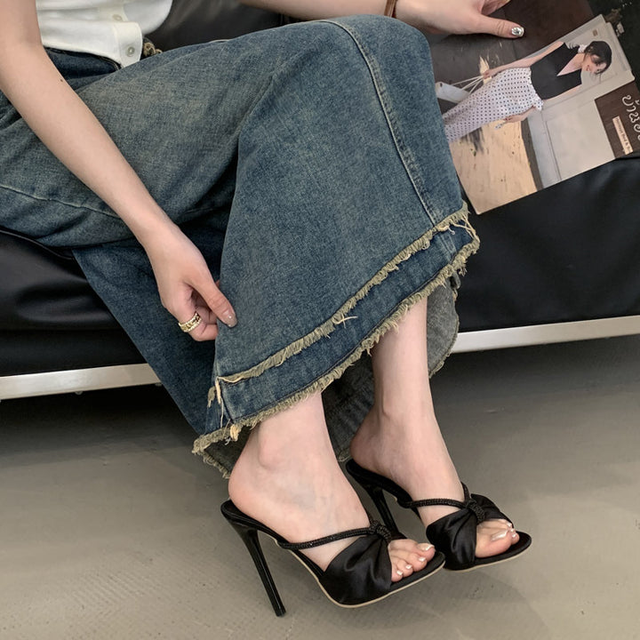 Dame elegante mules med lav hæl og moderne knude-design Stilla