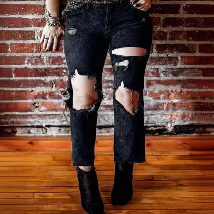 Kvinder Rivet Jeans i moderigtig Urban-stil med høj talje og smal pasform Stilla