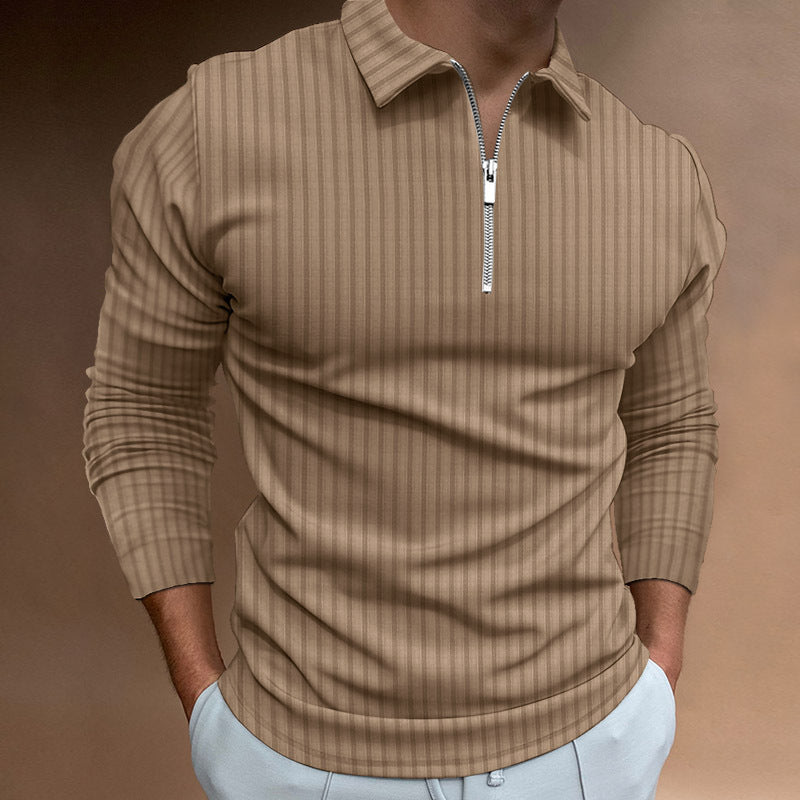 Herrer Langærmet Poloshirt med moderne Lynlås Stilla