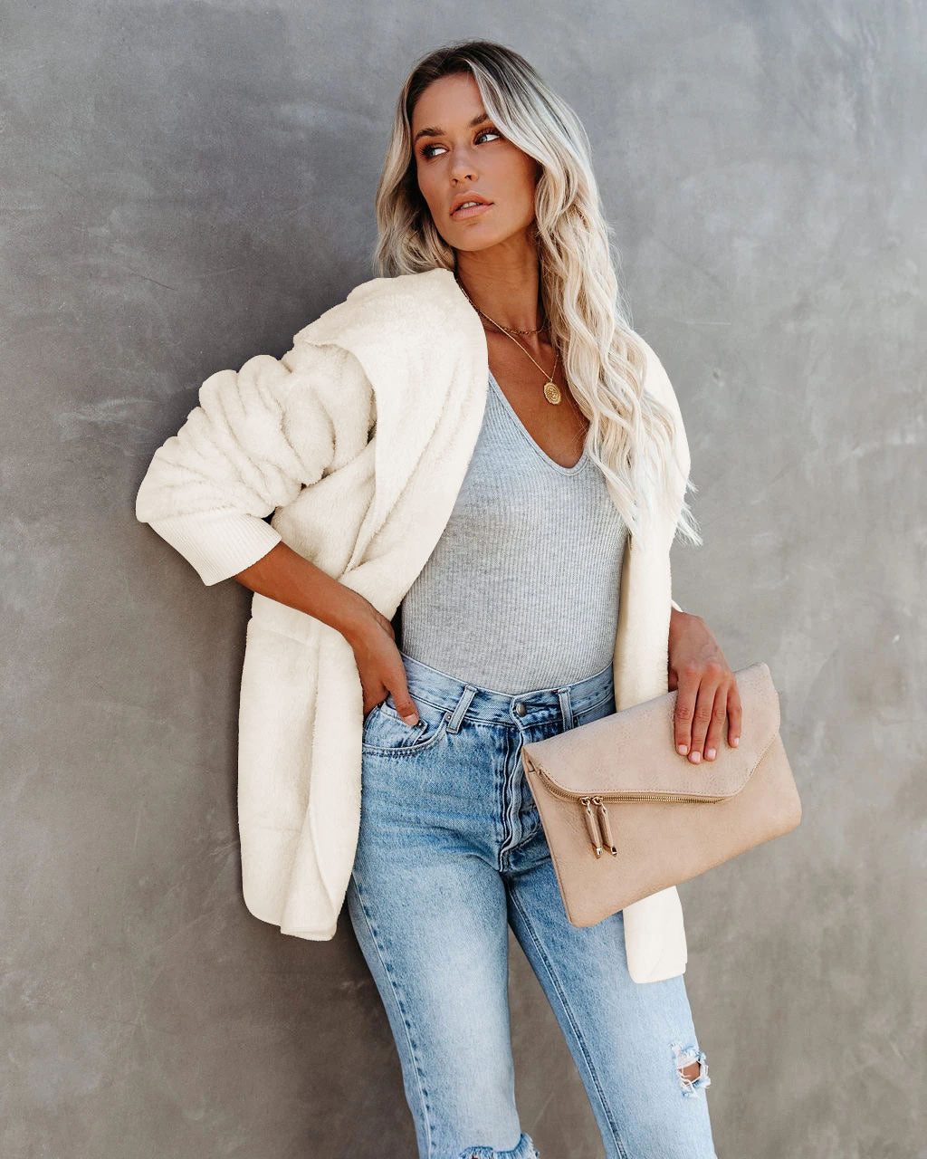 Dame hyggelig fleece-frakke Stilla
