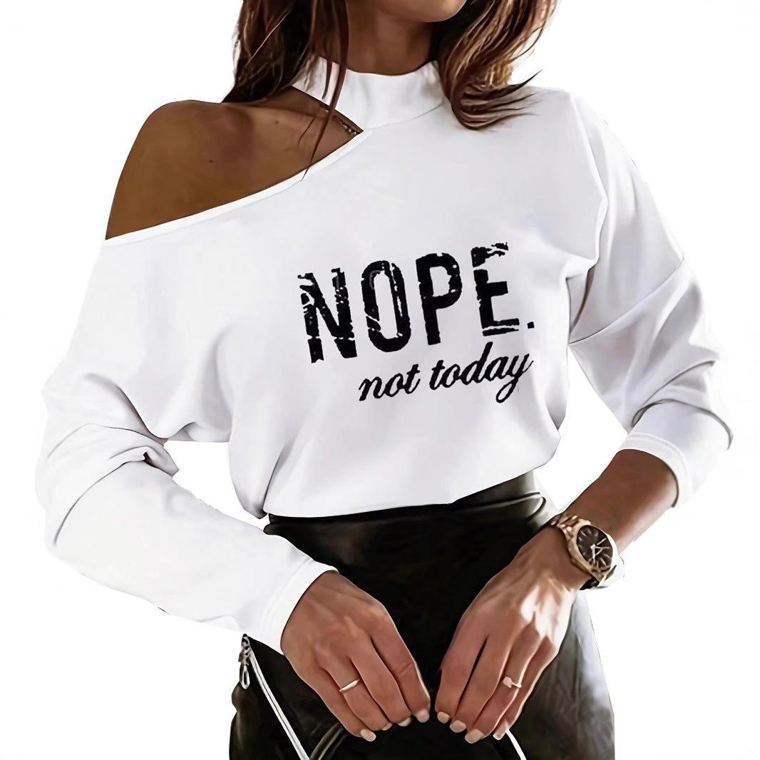Dame Off-Shoulder T-shirt med Statement-Print Stilla