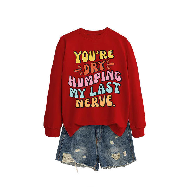 Kvinders sweatshirt med muntert tegneserie slogan og afslappet snit Stilla