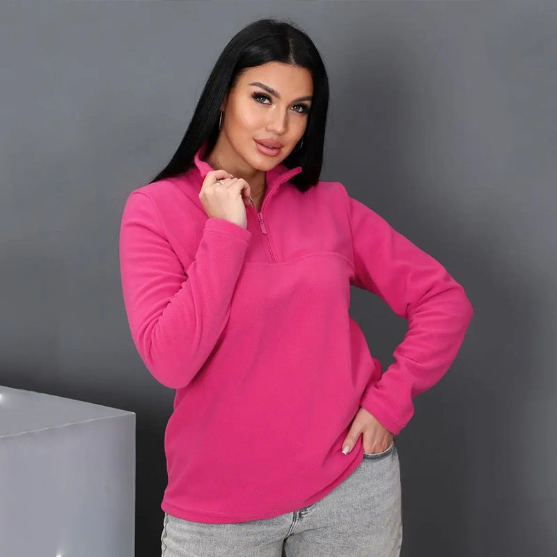Dame fleece jakke med halvmundzipper og afslappet pasform Skovae