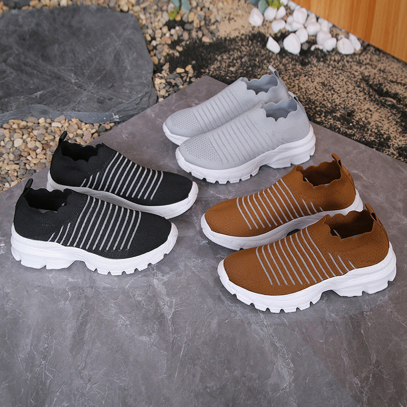 Dame sporty Slip-On sneakers med elastisk strikoverdel og skridsikker sål Stilla