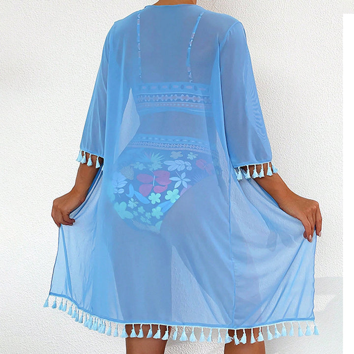 Dame Bikiniset med blomstrende top og elegant omslagsjakke Skovae