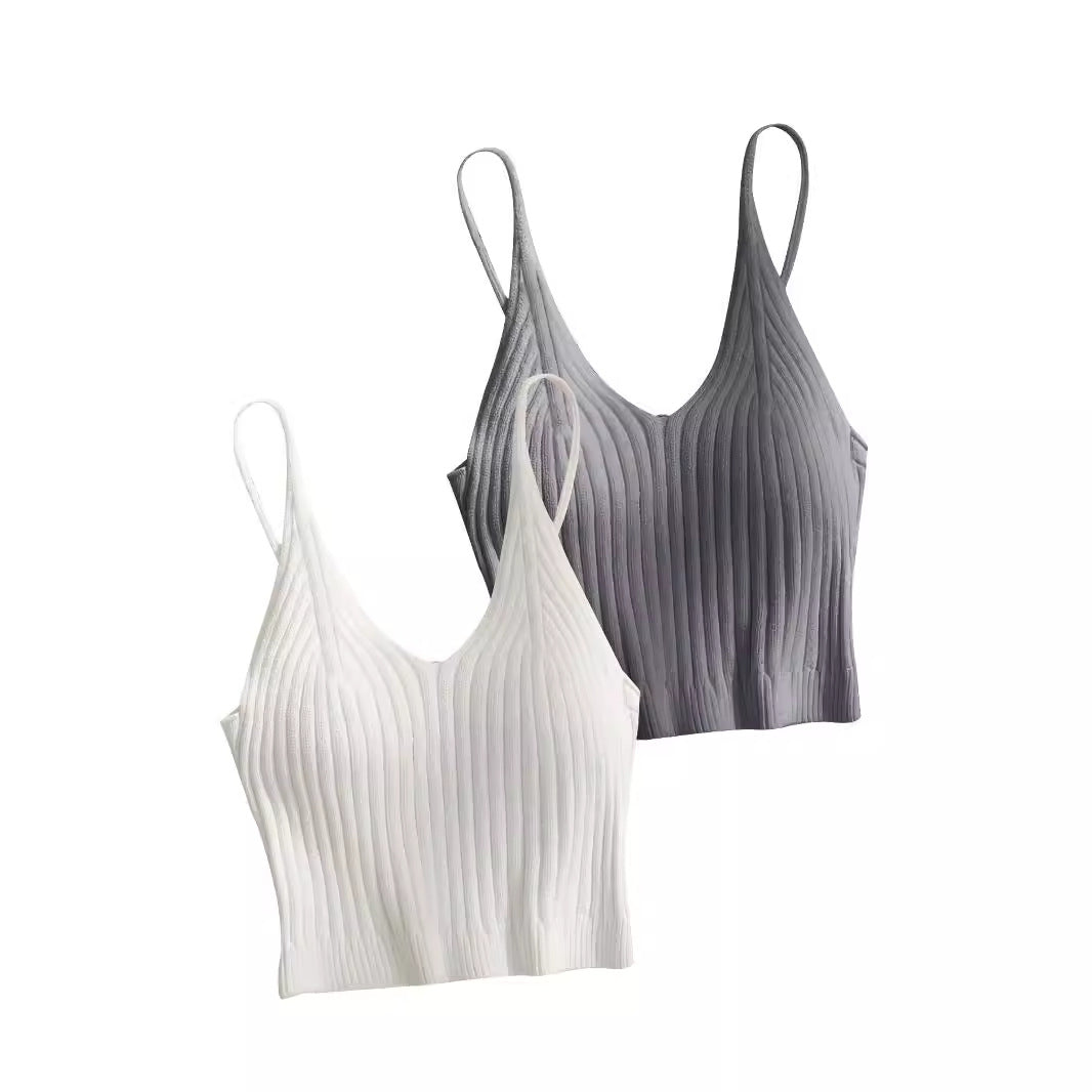 Damer elegant, ribbet Crop-Top Stilla