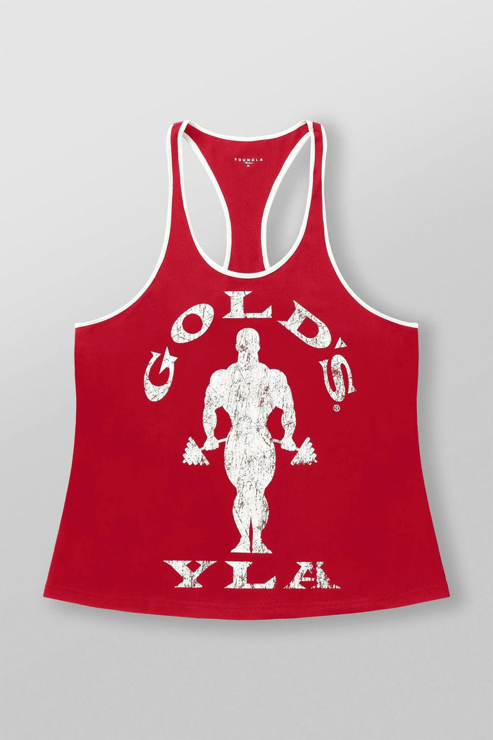 Herrer nan atletisk Stringer Tanktop rygfri snit med kontrastpiping og kraftsportmotiv Skovae