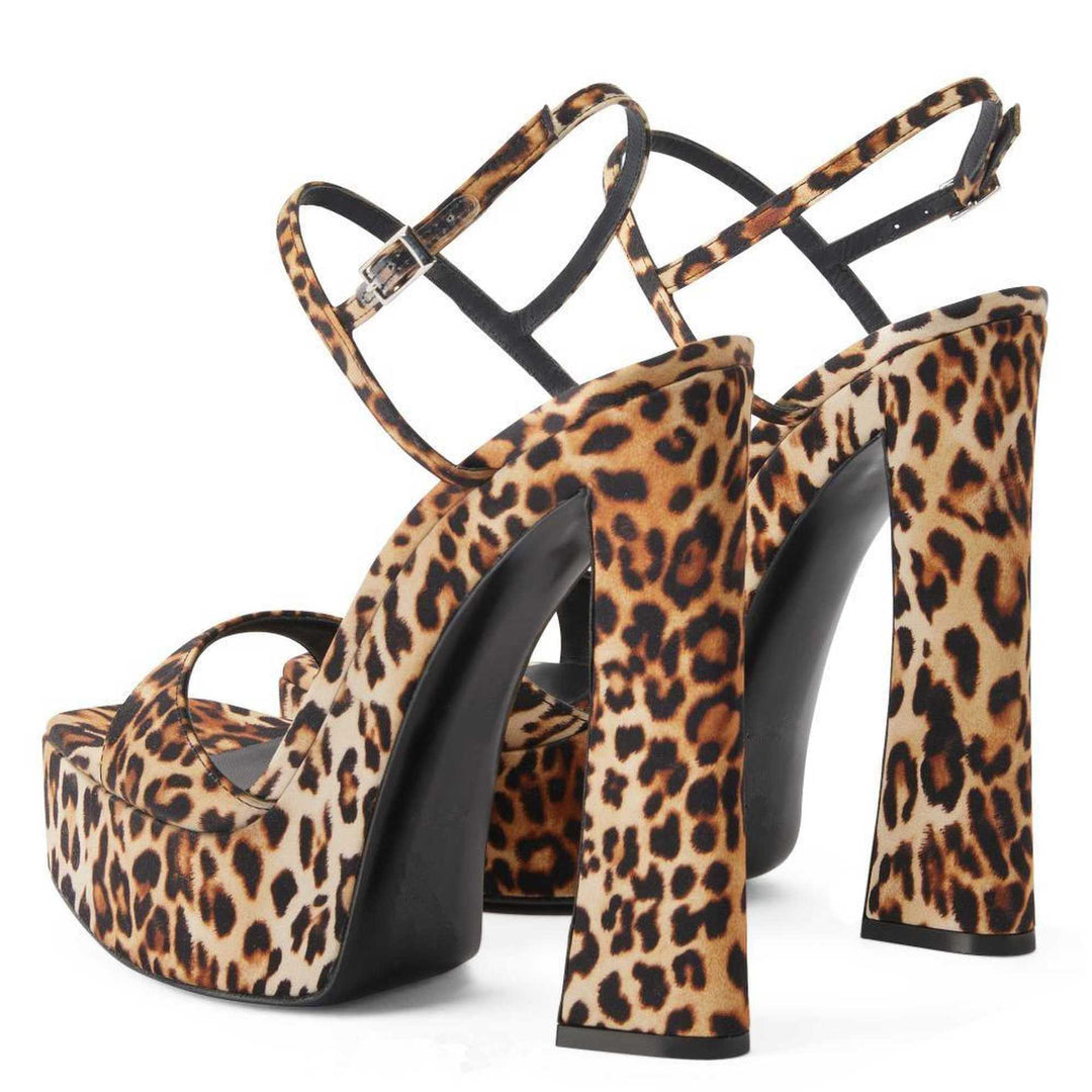 Femme Strappy Platform Højhælede Sandaler med iøjnefaldende Dyreprint Stilla